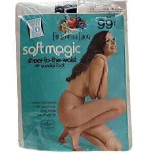 Vintage Nylon Hosiery Fruit of the Loom Black Med. Tall